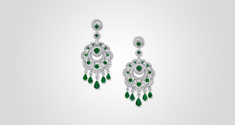 Graff Sunburst Collection Emerald Earrings