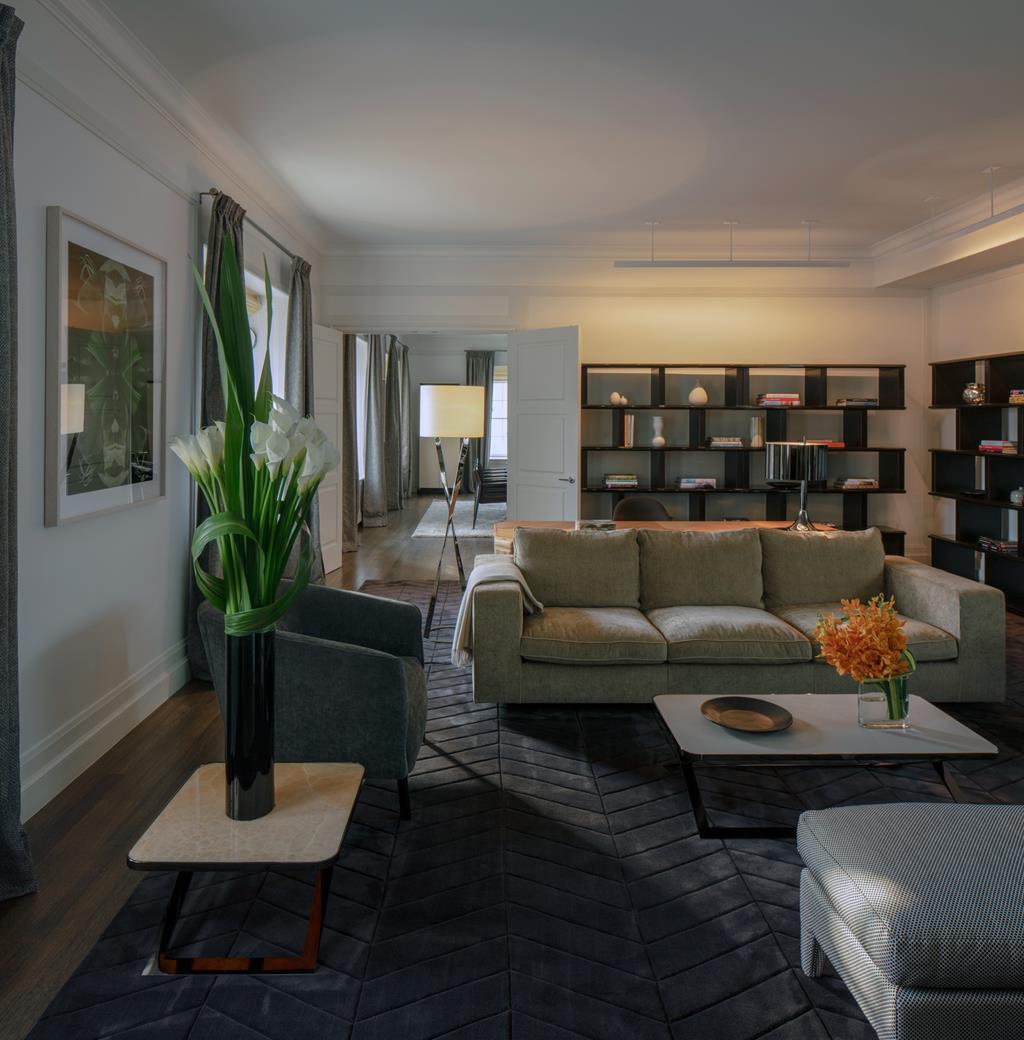 The Penthouse Suite's Library Living Room